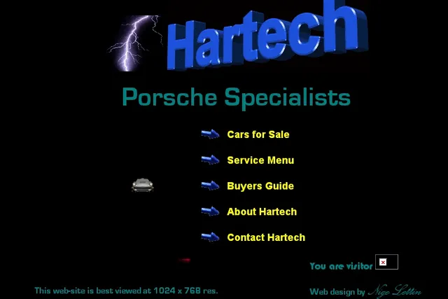 A screenshot of the Hartech website as it looked in October 1998.
