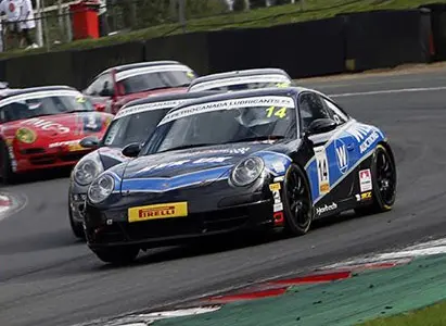 Hartech-engined Porsche Boxsters racing in the Porsche Club GB championship