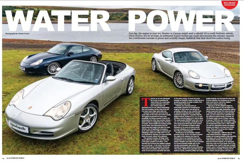 Opening spread of the Water Power article in 911 & Porsche World magazine